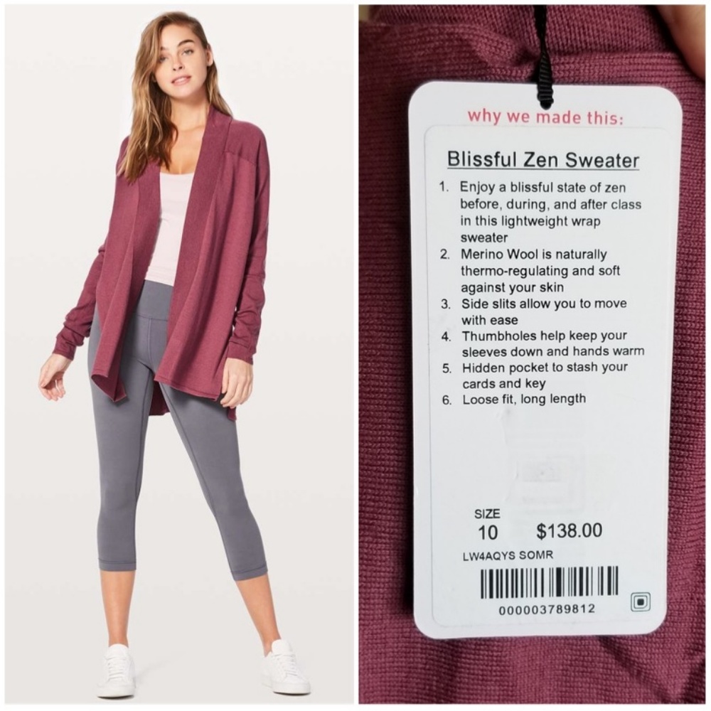 NWT Lululemon Blissful Zen Cardigan Sweater!